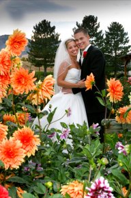 Wedding Couple with Flowers