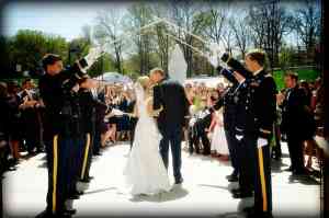 saber arch at Military wedding 